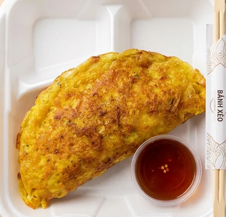 Banh xeo Vietnamese sizzling crepe at TNK Vietnamese Restaurant Calgary
